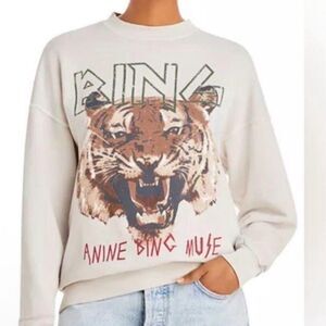 ANINE BING Tiger Muse Sweatshirt in Stone